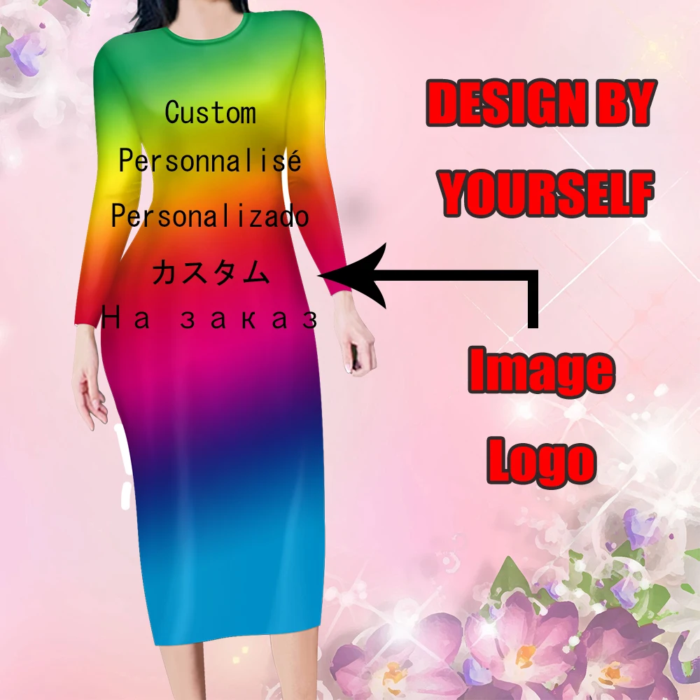Doginthehole Orange Polynesian Tribal Pattern Women's Sexy Bodycon Midi Pencil Dress Plumeria Decor Office Lady's Slim Dresses |