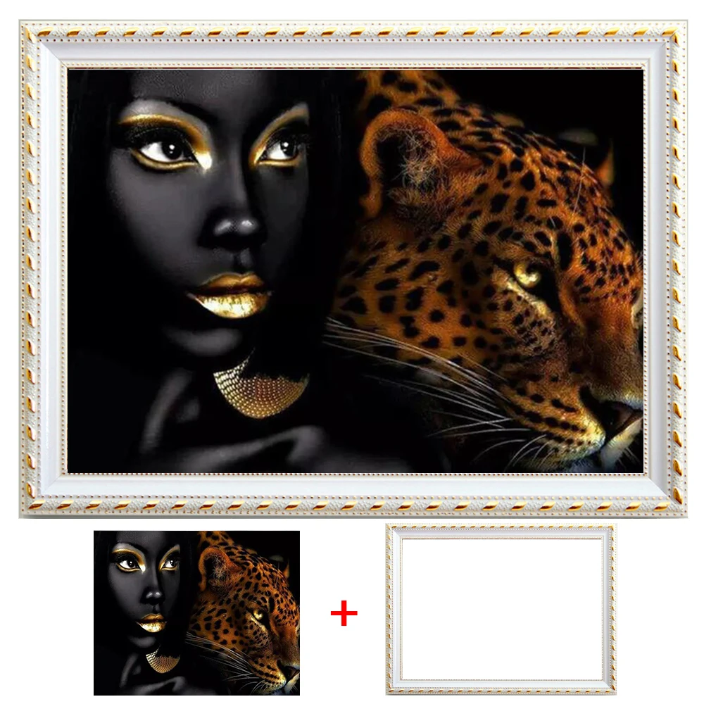

Картина из страз 5D в рамке для творчества, красивая вышивка с леопардовым рисунком, животное, мозаика, домашний декор