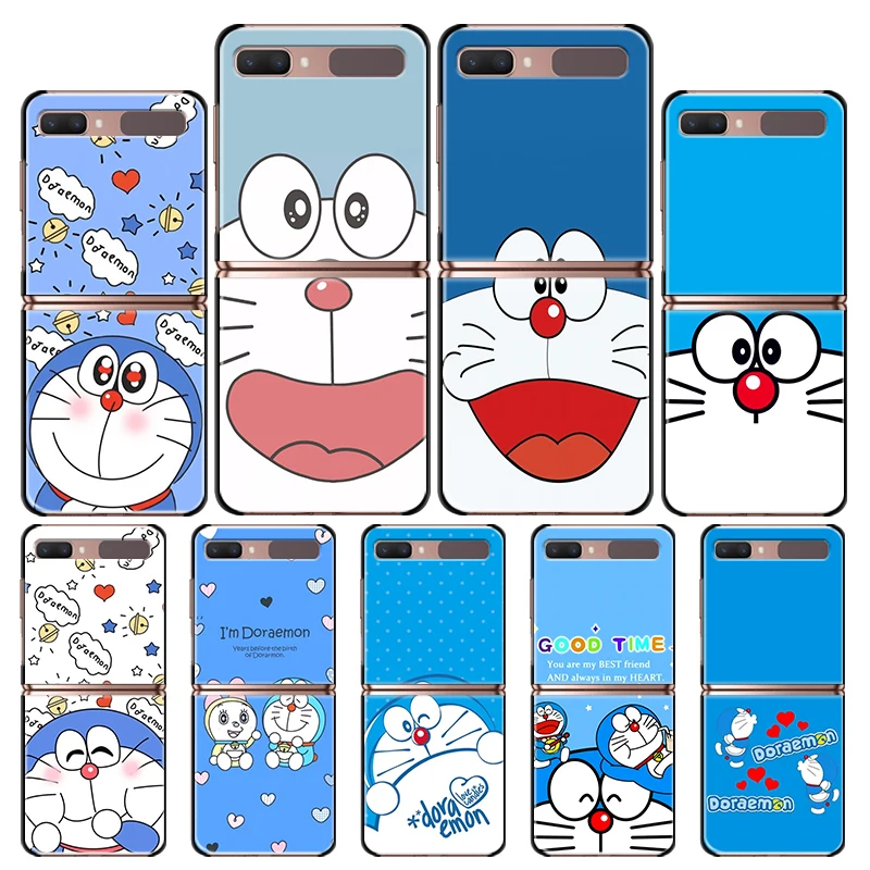 

Phone Case for Samsung Z Flip ZFlip 3 5G Cute Kawaii Doraemon Black Hard Shell for Galaxy ZFlip Z Flip3 Mobile Cover