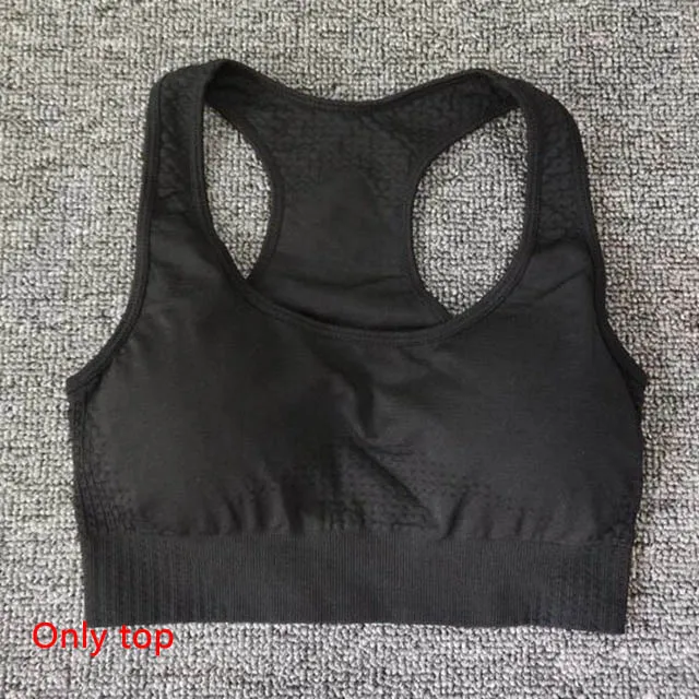 Black Bra 2 шт. бесшовный Набор для йоги Женская одежда для фитнеса спортивная женская спортивная одежда леггинсы для спортзала+ мягкий пуш-ап спортивный бюстгальтер спортивные костюмы для бега - Цвет: Black Bra