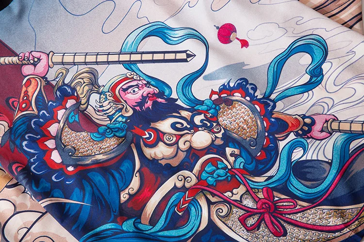 

Kimono For Men Cross border Chinese style Hanfu 7 / 4 sleeve Daopao shirt summer couple's loose size sunscreen coat