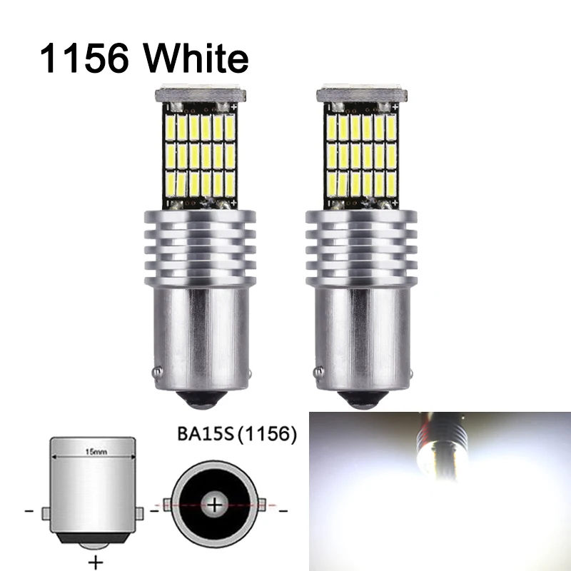 1156( Ba15s ) White 2 шт. P21W 1156 Ba15s светодиодный автомобильный сигнальный светильник Bay15d 1157 светодиодный светильник Canbus 12 в 6000 К 45SMD Автомобильный задний тормоз парковочная лампа без ошибок - Испускаемый цвет: 1156( Ba15s ) White