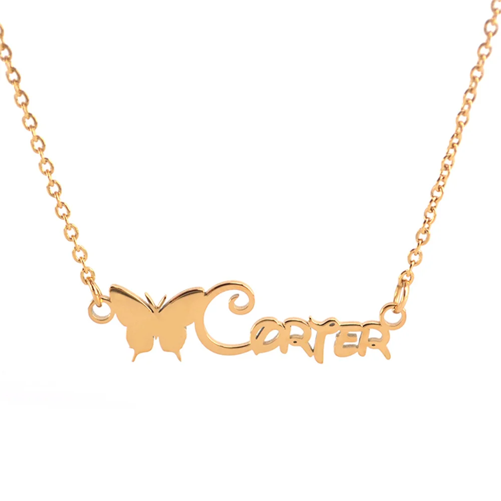 

Noelia Custom name Chain Necklace Personalised Pendant with Butterfly Necklace Stainless Steel Necklace for Women Gift Jewelry