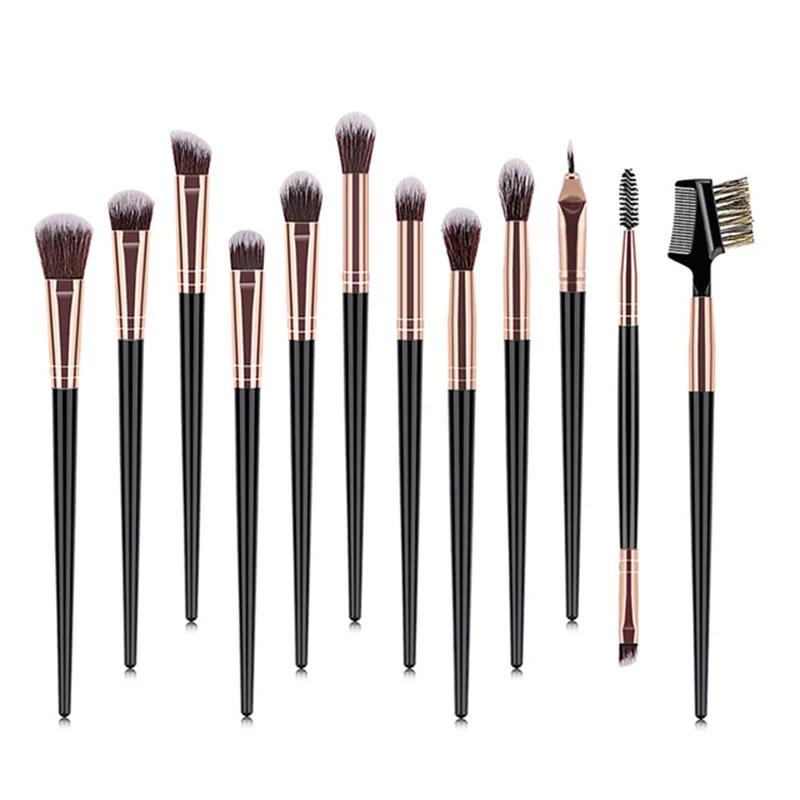 

12pcs Eyeshadow Makeup Brush Set Foundation Eyeliner Brushes Crease Blending Concealer Make Up Blush Fan Cosmetic Tools