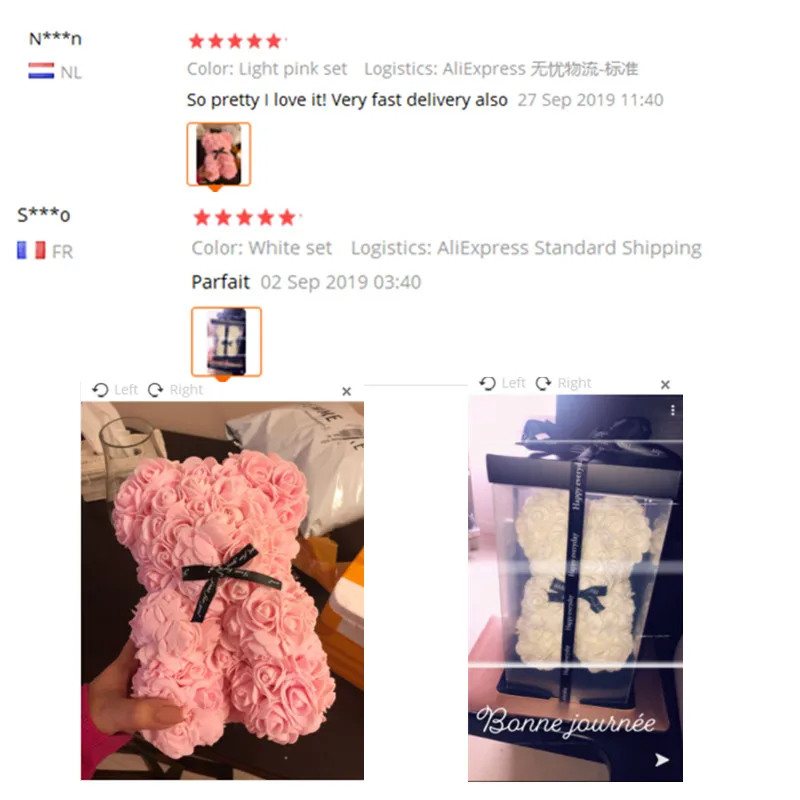 

DIY 25 cm Teddy Rose Bear With Box Artificial PE Flower Bear Rose Valentine's Day For Girlfriend Women Wife Mother's Day Gifts