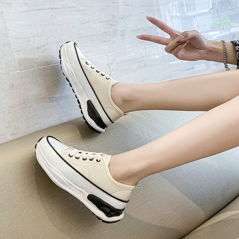 

Platform Vulcanize Shoes Women's Chunky Sneakers Thick Bottom Fashion Breathable Casual Running Shoe for Woman Female 2021
