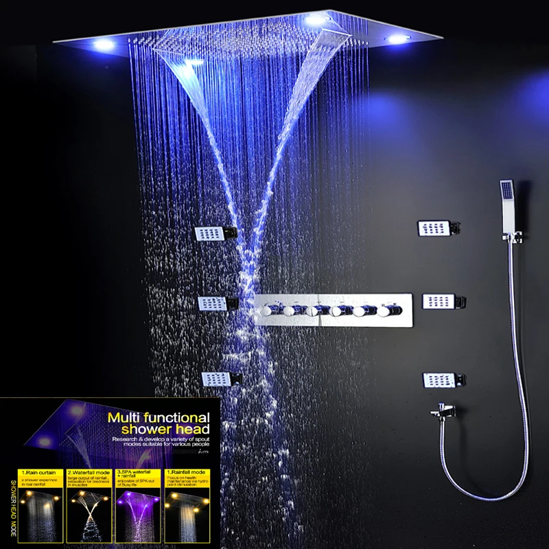 Ванная комната Большой Дождь Душ Набор потолочная светодиодная душевая головка