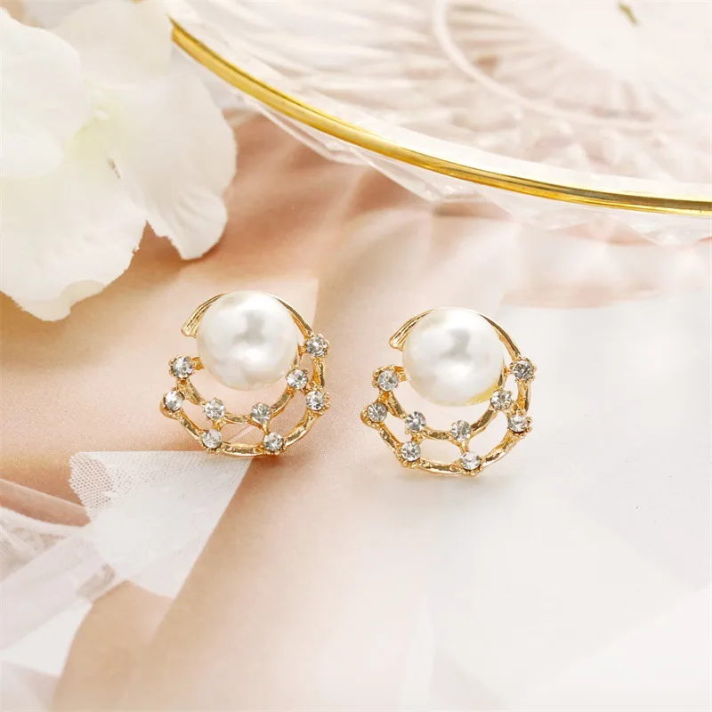 12 пар Стразы Полные звезды имитация жемчуга луна серьги гвоздики для женщин