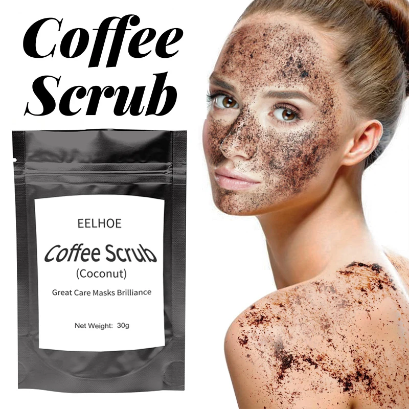 Кофейный скраб 30 г кокосовый аромат для тела крем лица с морской солью