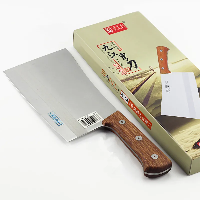 

High Quality Stainless Steel Wooden Handadle Chef Chopper Professional Cut Bone Knives Kitchen Roast Meat Cooked Food Knife