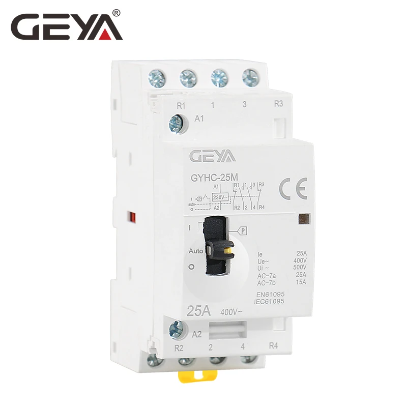 Бесплатная доставка GEYA ручной контактор 4P 16A 20A 25A 2NO2NC 220 V/230 V 50/60HZ Din rail бытовой AC
