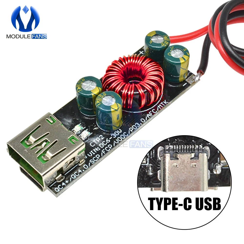 Тип с портом типа C QC4.0 QC3.0 6 V-35 V мобильный телефон быстрая зарядка адаптер модуль ldo понижающего Boost модуль для PD устройство, док-станция Qualcomm доска