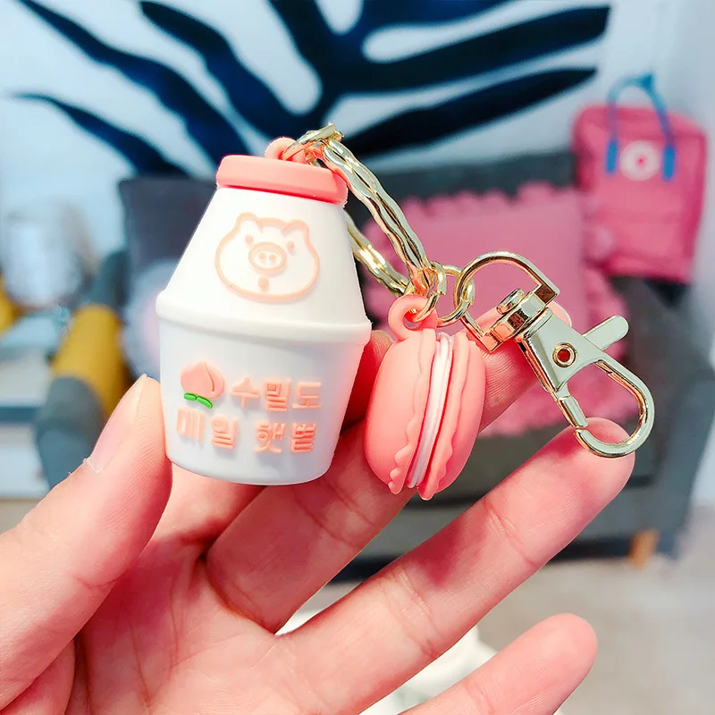 2020 ПВХ Макарон контейнеры для йогурта брелок ключей сумка декоративные подвески