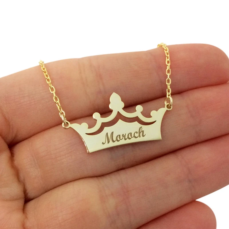

Custom Crown Engraved Name Pendant Necklace Women Girl Jewelry Stainless Steel Personalized Statement Necklace Bridesmaid Gifts