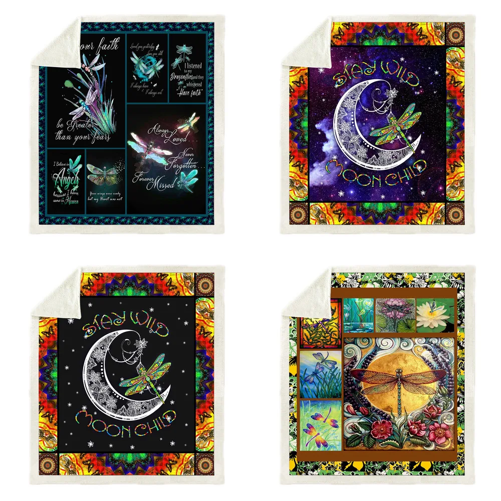 Мягкое Флисовое одеяло со стрекозой покрывало для дивана постельное белье