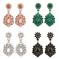 ztech luxury big long crystal earrings for women flower rhinestone pendant statement jewelry brincos feminino za accessories