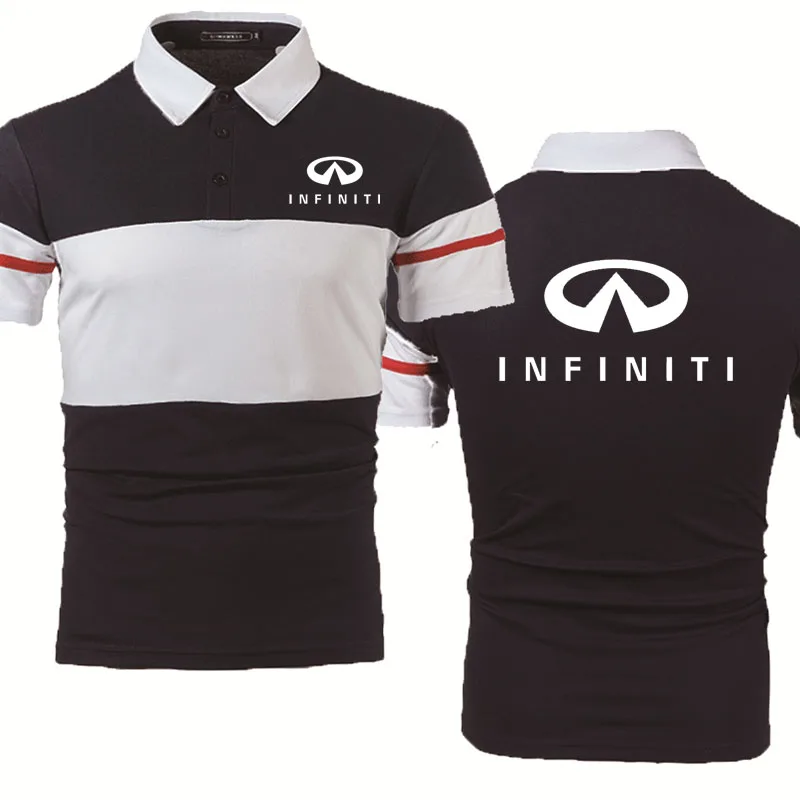 

Casual Summer Men's POLO shirt Infiniti Car Logo Printing Cotton Short Sleeve Splicing High quality Men's Short Sleeve