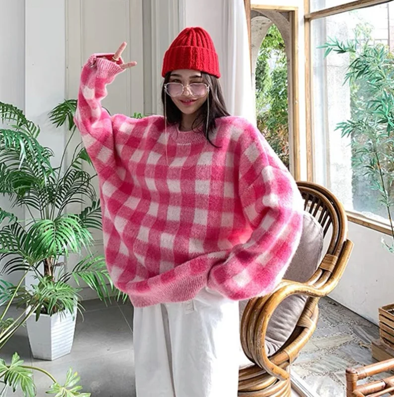 

Осень-зима 2021, Вязаная Шерстяная Кио для колледжа в ленивом стиле Tiktok