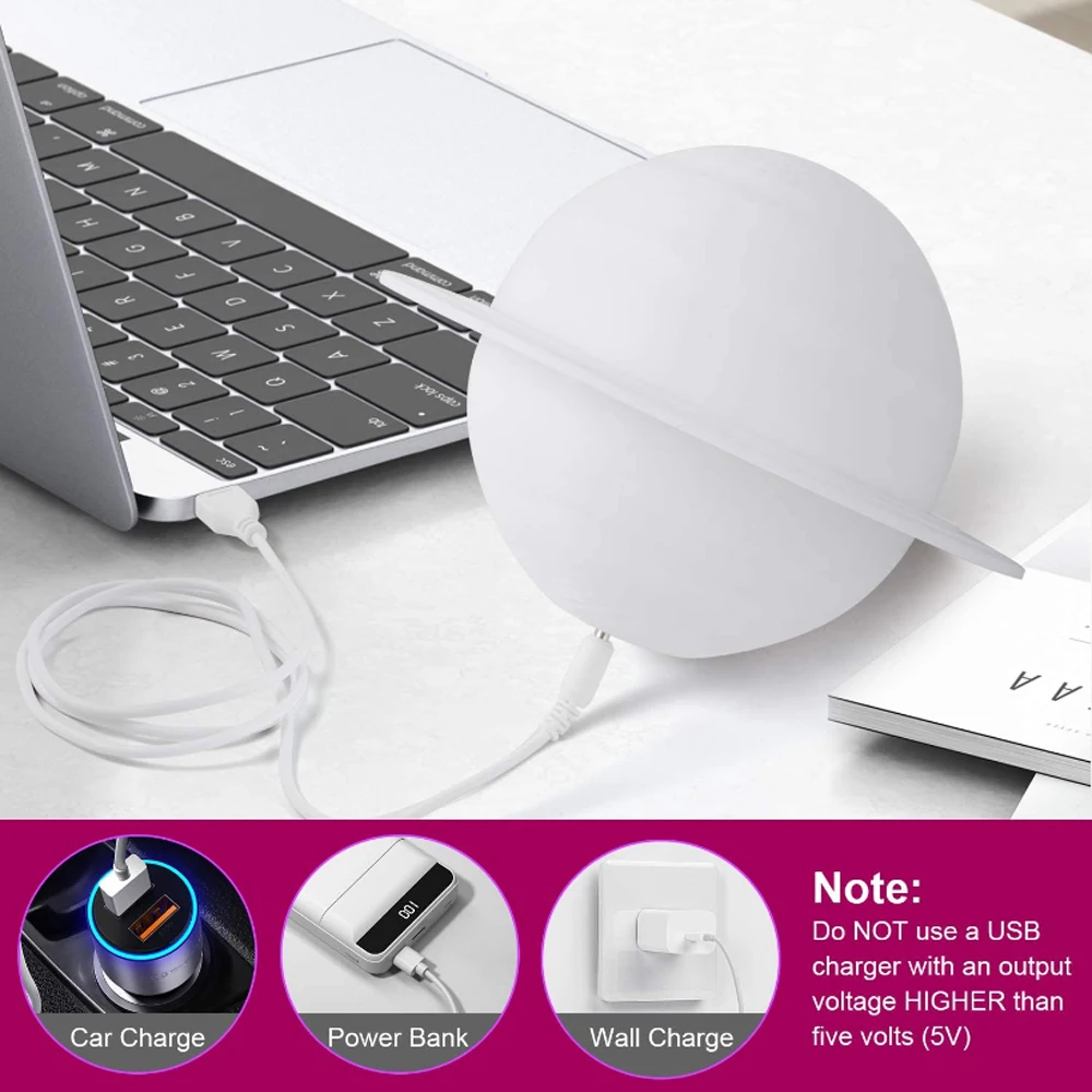 

Saturn Lamp LED 3D Print Moon Light With Stand Touch Control Rechargeable Night Lamps for Kids Friends Lover Birthday Gifts