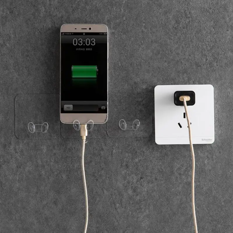 

HX5F 10PCS Wall Storage Hook Power Plug Socket Holder Seamless Strong Adhesive Hanger for Home Bathroom Kitchen