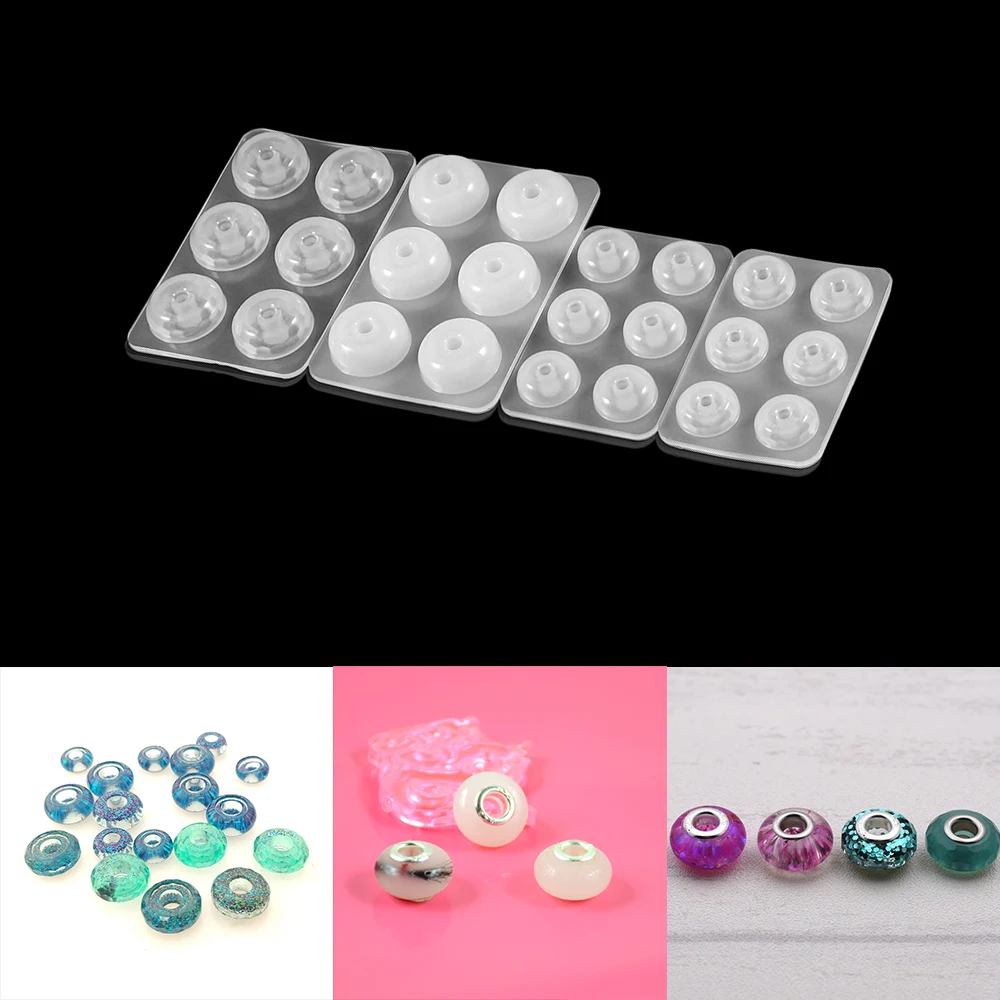 1pc Flat Ball Beads Epoxy Resin Molds Big Hole Bead Silicone Mold Fit For Necklace Bracelet DIY Resin Jewelry Making Accessories