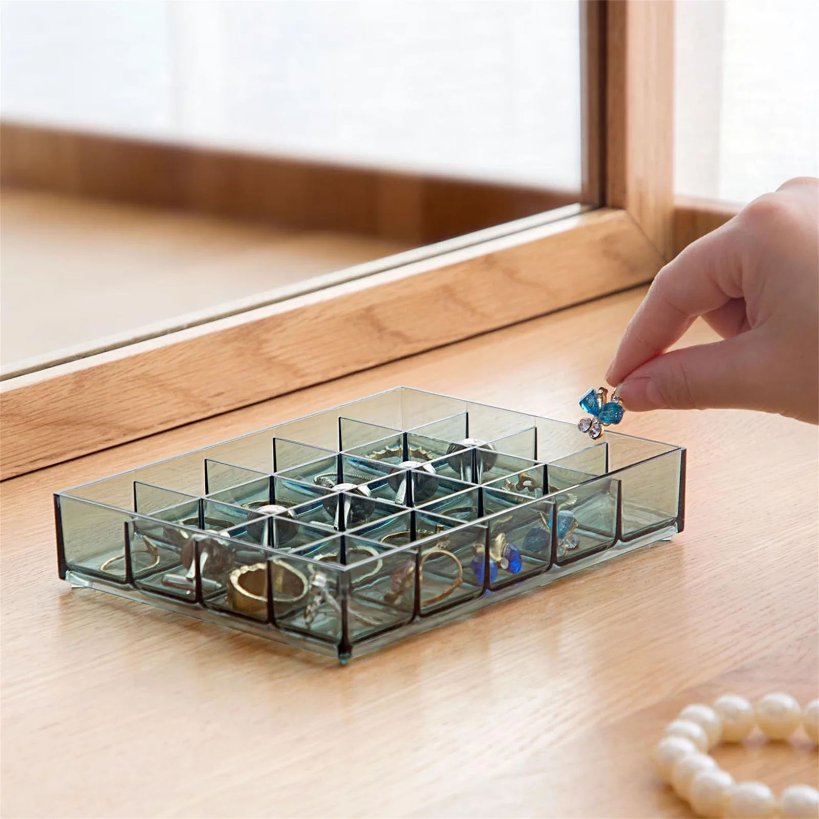 

Multi-grid Jewelry Clear Storage Box Big Capacity Compartment Beads Organizer Case Rings Earrings Necklace Holder Container