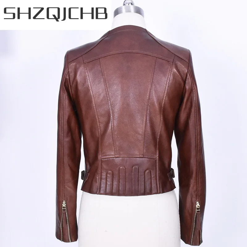 

SHZQ 100% куртка из натуральной кожи женская одежда 2021 Корейская байкерская куртка Montone из натуральной овчины женская короткая куртка зима DF1602