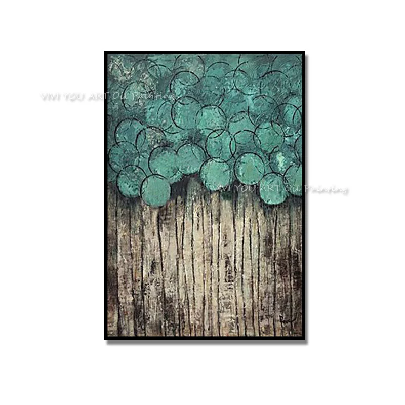 Картина маслом на холсте зеленое дерево современный абстрактный Настенный декор