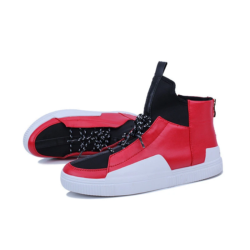 Черные высокие кроссовки Мужские Повседневная обувь на плоской подошве Chaussure Homme