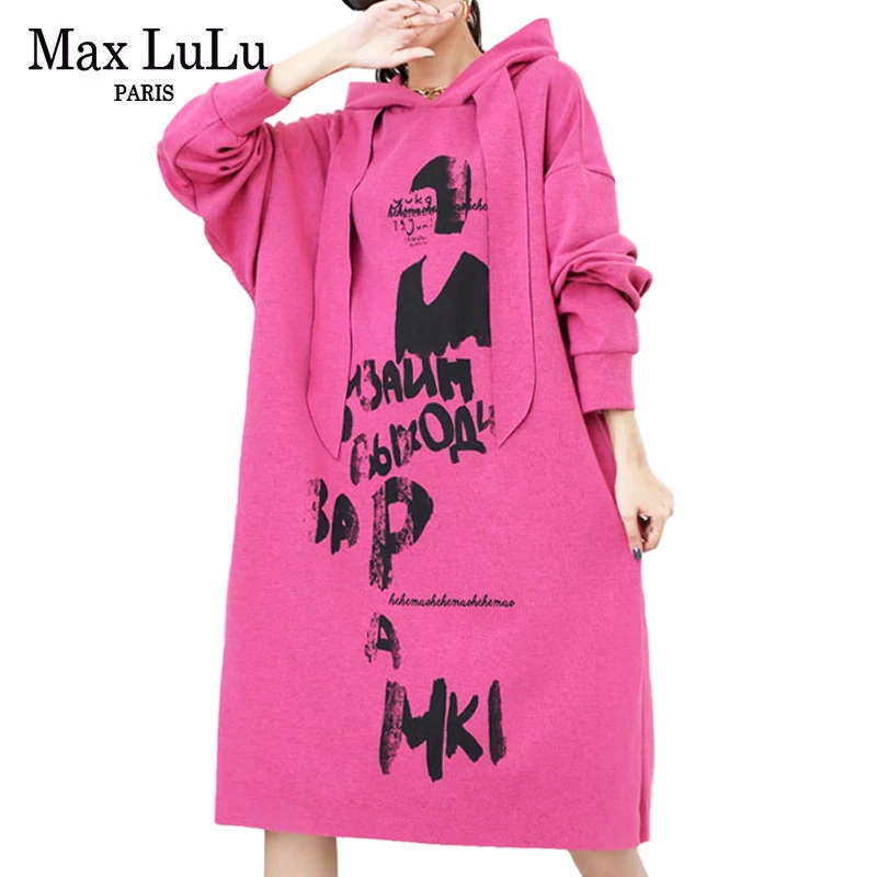 

Женская Длинная толстовка Max LuLu, розовая Повседневная Толстовка с капюшоном, свободная одежда в стиле Харадзюку, хлопковая толстовка в стил...