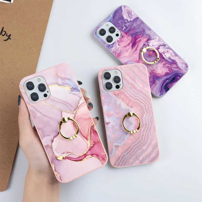 Мраморный чехол с кольцом-держателем на палец для Samsung Galaxy A52 A71 A12 A21S A21 A50 A51 A10 A31 A32