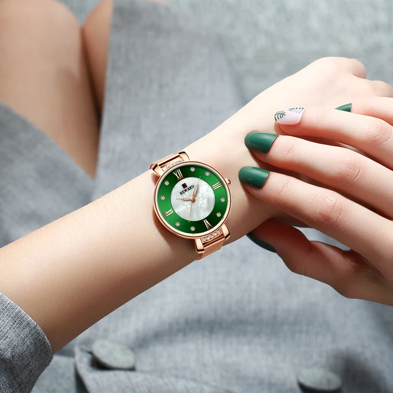 

REWARD Luxury Women Watches Crystal Slim Rose Gold Ladies Watch Women Waterproof Japan Movement Hardlex Glass Waterproof Clock