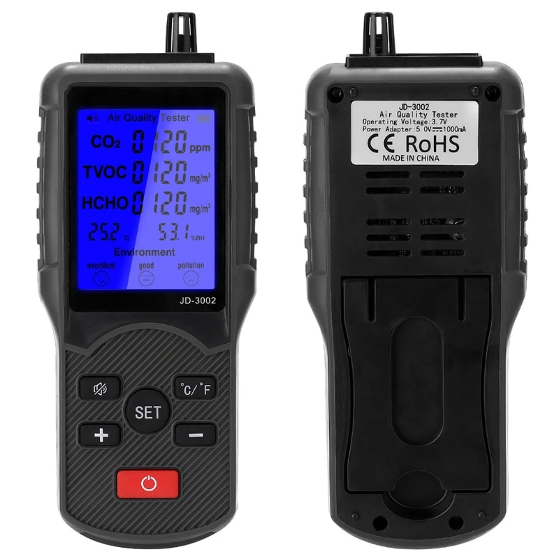 Многофункциональный тестер качества воздуха измеритель CO2 TVOC температуры и