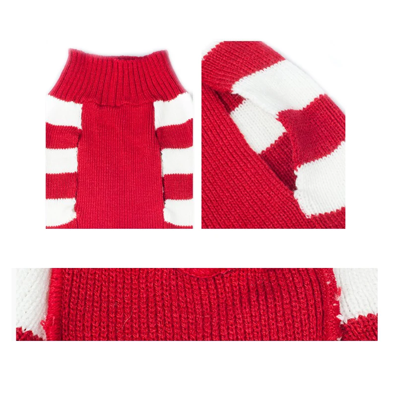 Рождественский свитер для собаки вязаный с красным носом и оленем вязаная одежда