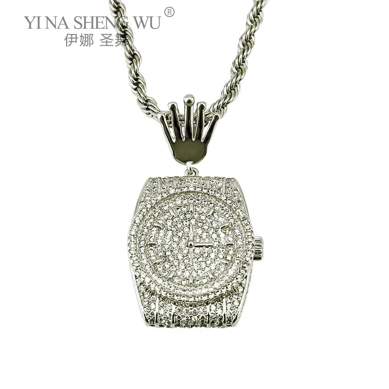 

Ожерелье Стразы в стиле хип-хоп для мужчин и женщин, модное креативное колье в ретро стиле с кулоном, карманные часы, ювелирное изделие