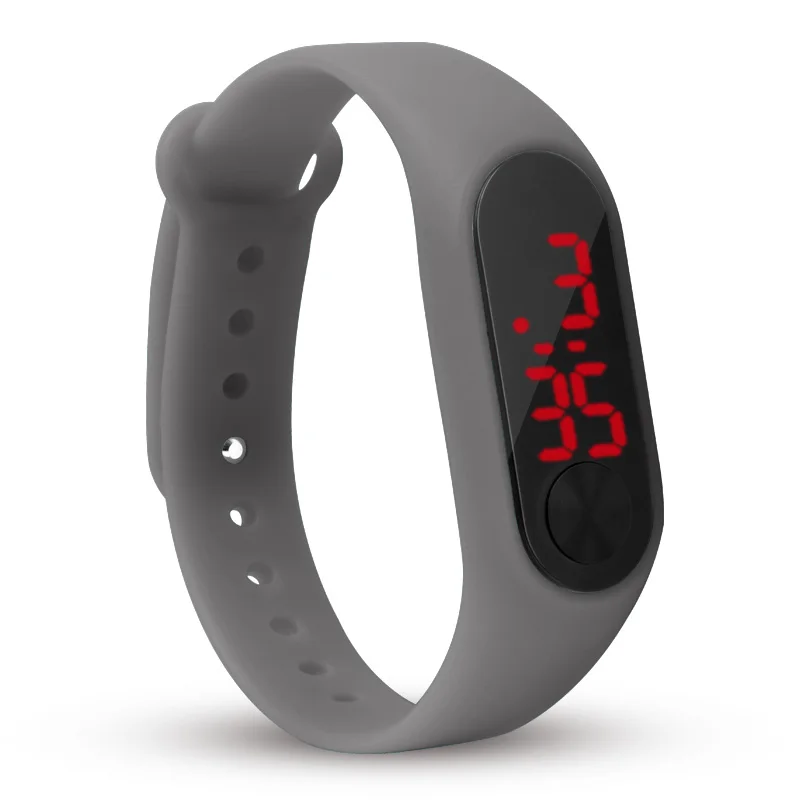 Gray Детские наручные часы светодиодный цифровые наручные часы браслет Дети Спорт на открытом воздухе часы для мальчиков девочек электронные Дата часы Reloj Infantil - Цвет: Gray
