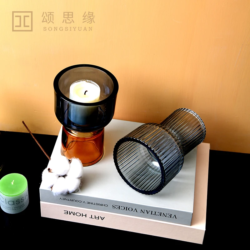 

Scented Glass Candle Holder Cup Table Nordic Creative Minimalist Dinner Candle Holder Tea Light Swiecznik Home Decoration BF50CH