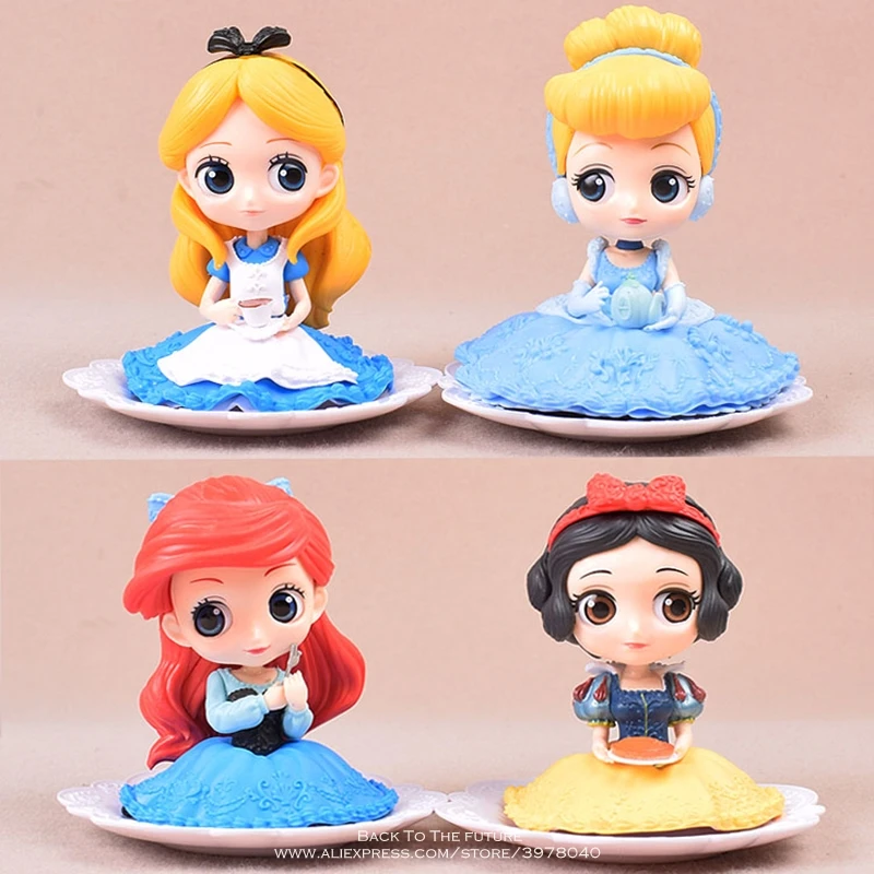 

Дисней Алиса Русалочка, Золушка Белоснежка Принцесса 4 шт./компл. 9 см фигурка Аниме Коллекция фигурка игрушка модель для детей
