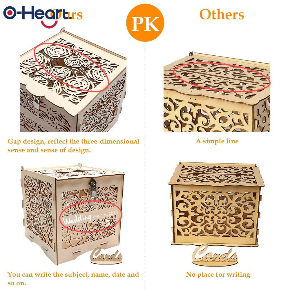 DIY Розовый День Святого Валентина коробка для карт с замком квадратный