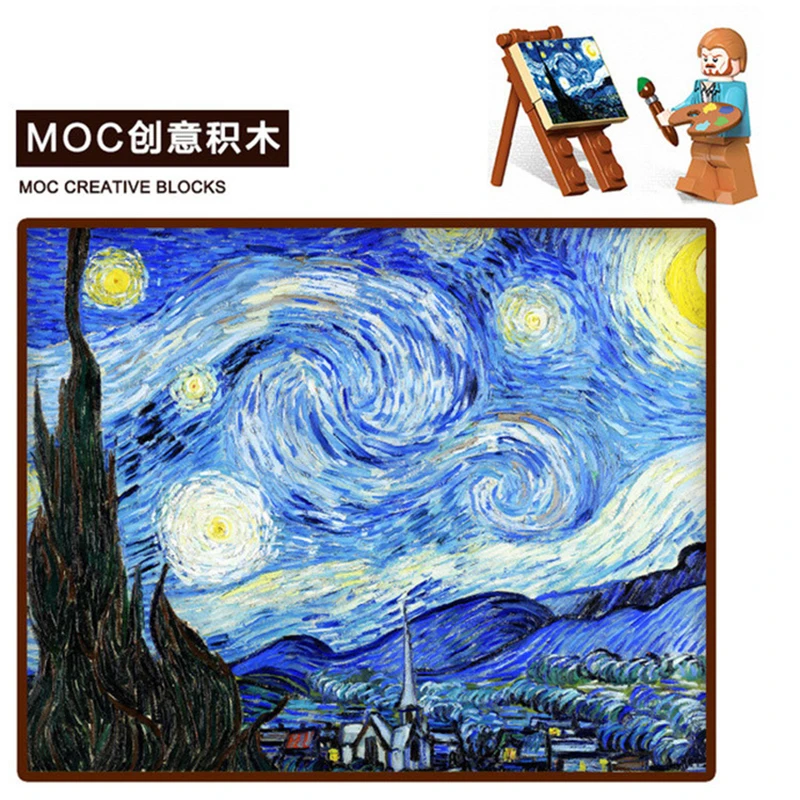 Juego de pintura de mosaico de Arte de p&iacute;xel MOC, piezas de luz, obra maestra del mundo, bloques de construcci&oacute;n, regalo para ni&ntilde;o-5