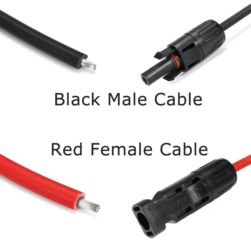 Одна пара 13AWG полугибких солнечных панелей удлинительные солнечные кабели с