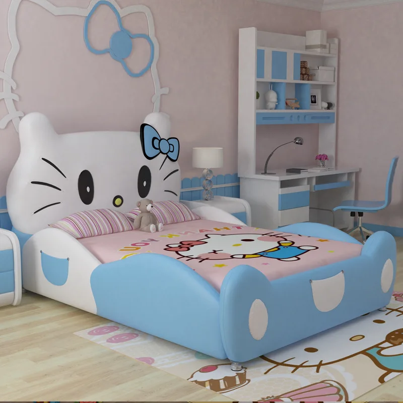 Дизайн модный дизайн hello kitty розовая кожаная детская спальня для девочек - Цвет: 120X190cm