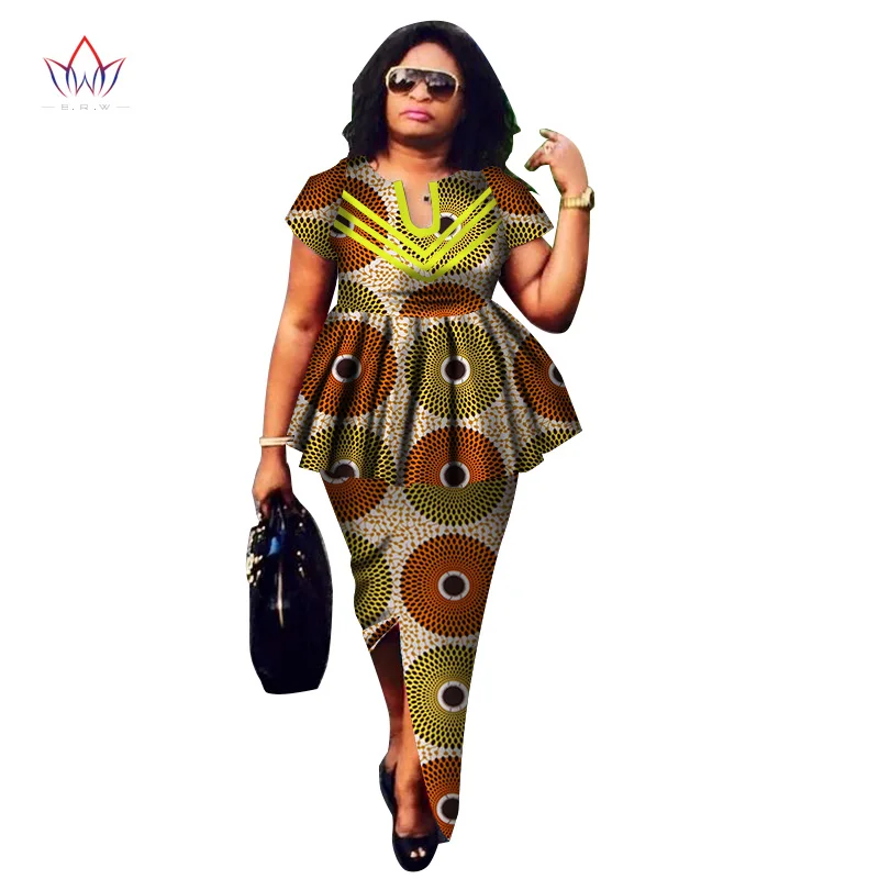 Женский костюм Африканский Дашики для женщин комплект с юбкой круглым вырезом