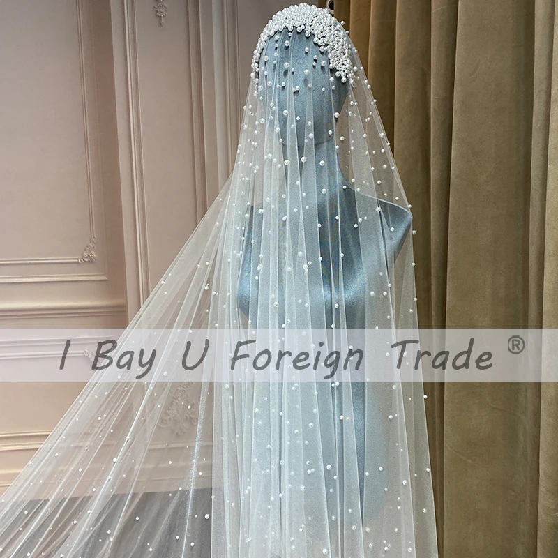 

2 слоя Романтический жемчугом свадебная фата с 3,5 м длинная Фата с расческой Свадебные вальс вуаль для невесты Аксессуары 2021