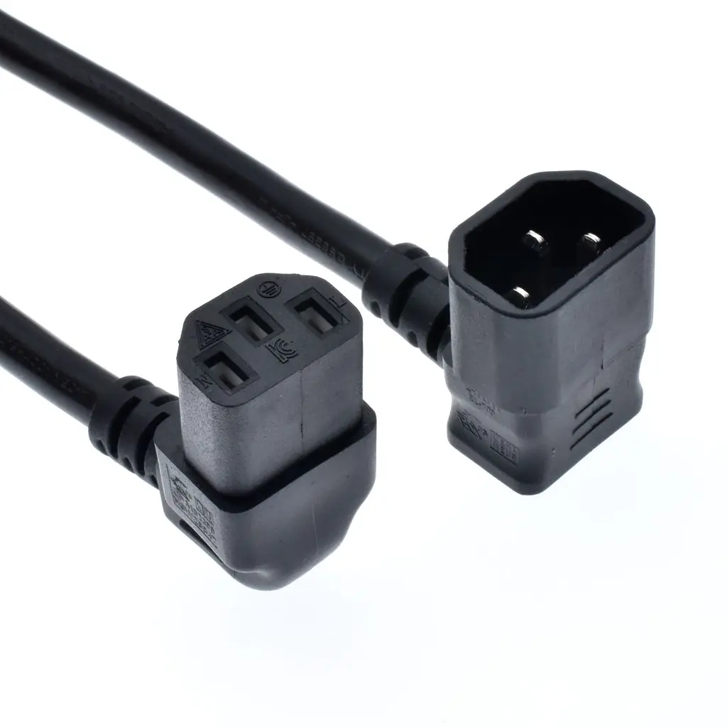 Кабель IEC 320 C14 C13 штекер гнездо Двойной Вниз/вверх угол прямоугольный силовой