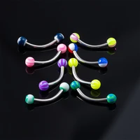 1020pcs acrylic eyebow ring stud colorfull banana rings curved barbell cartilage piercing tragu helix lip bar body jewelry 16g