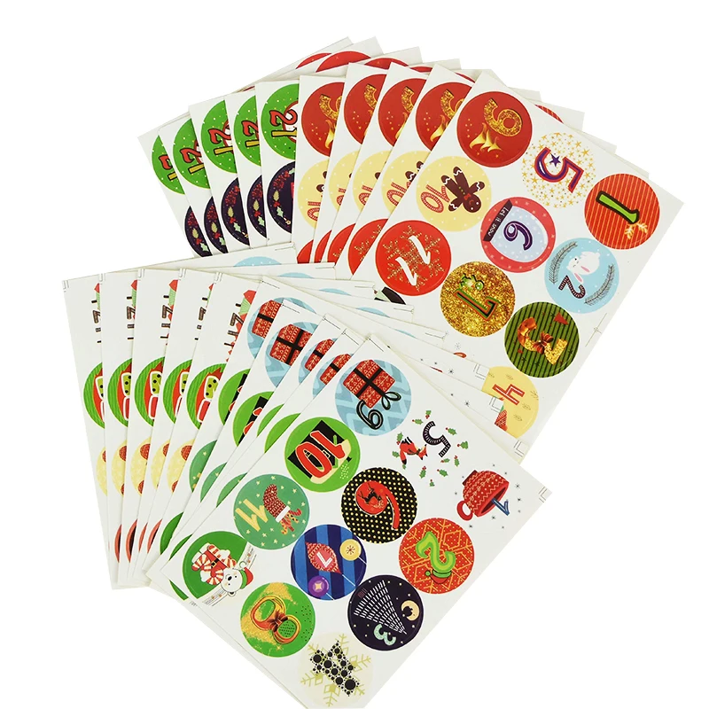 Счастливого Рождества Рождественский календарь количество стикеры DIY конфеты