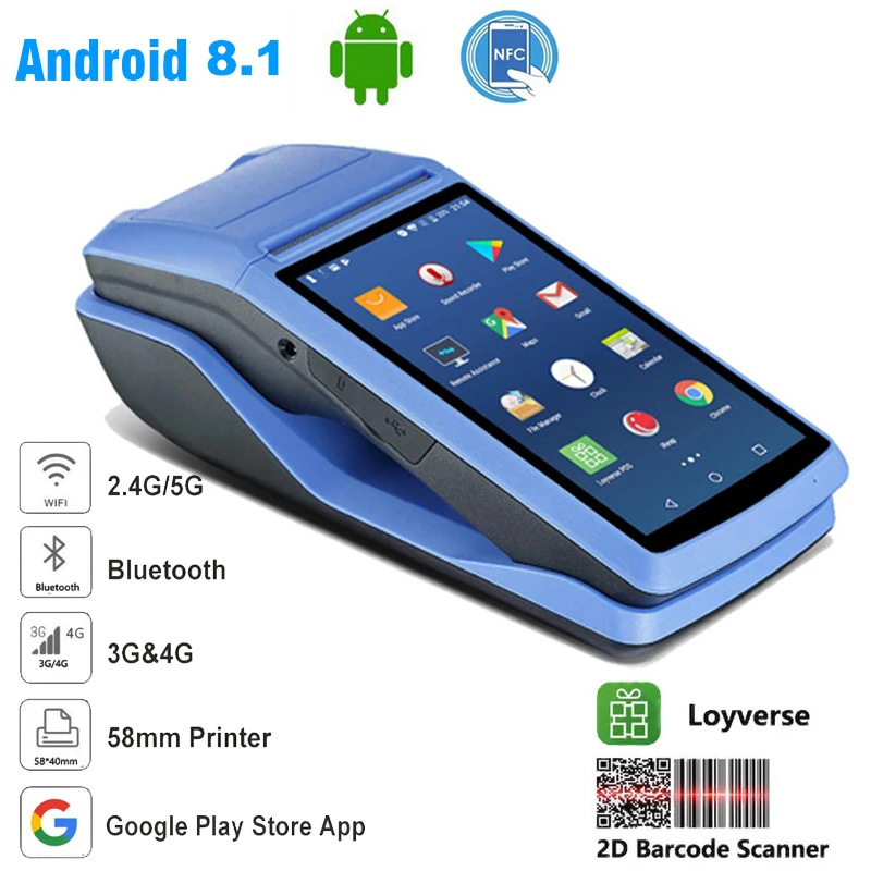Фото Ручной Android 8 1 пос терминал принтер с Bluetooth Термальность чековый 3G - купить