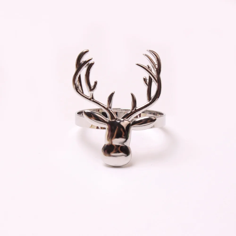 

6PCS/Metal Christmas Deer Head Napkin Ring Gold Silver Bronze Tabletop Decoration Family Party Wedding Banquet Ornaments