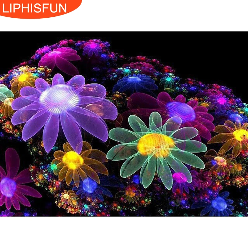 5D полный дрель Аннотация фиолетовый цветок тема DIY алмазов картина квадрат